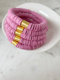 Heishi Color Pop Bracelet "Mauve Gold Barrel"
