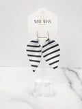 Leather Petal Earring "Stripes Black & White"