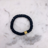 Heishi Color Pop Bracelet "Black Gold Barrel "
