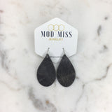 Leather Teardrop Earring "Worn Gray"