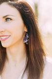 Leather Teardrop Earring "Northern Lights"