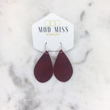 Leather Teardrop Earring "Merlot"