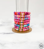 Heishi Color POP Bracelet Hot Pink Heart