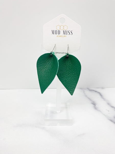 Leather Petal Earring "Kelly Green"