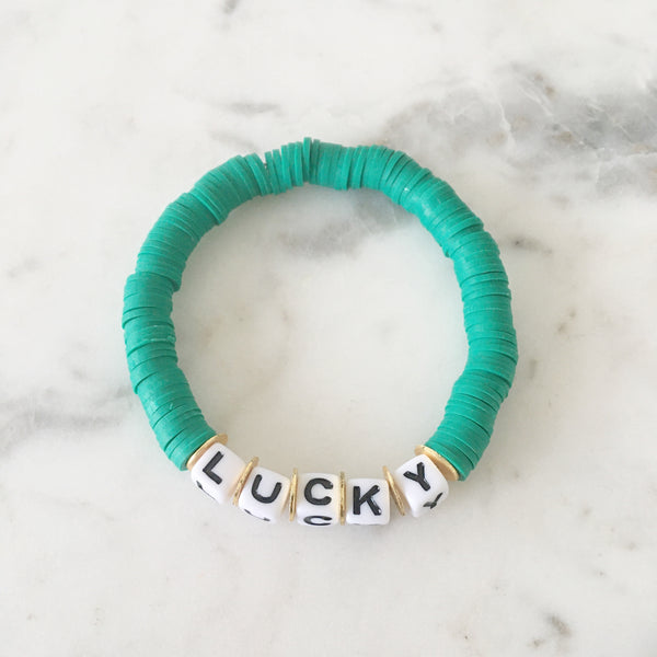 Heishi Color Pop Bracelet "Kelly Green(Lucky)"