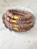 Heishi Color Pop Bracelet "Cocoa Gold Barrel"