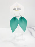 Leather Petal Earring "Aqua"