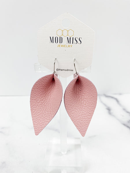 Leather Petal Earring "Blush Pink"