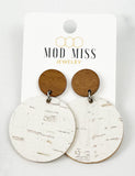 Cork+Leather Round Earring "White"