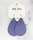 Leather Teardrop Earring "Lavender"