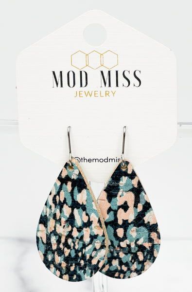 Cork+Leather Teardrop Earring "Leopard Bazaar"