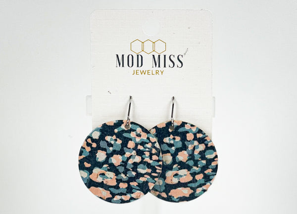 Cork+Leather Round Earring "Leopard Bazaar"