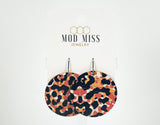 Cork+Leather Round Earring "Leopard Orange"