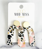 Cork+Leather Arch Earring "Leopard Pansy"