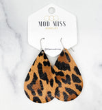 Leather Teardrop Earring "Leopard Tawny"