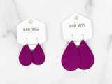 Leather Teardrop Earring "Magenta"