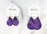 Leather Teardrop Earring "Metallic Purple"