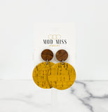Cork+Leather Round Earring "Mustard"
