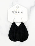 Leather Teardrop Earring "Palm Black"