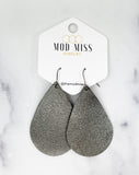 Leather Teardrop Earring "Rock N Roll Gray"
