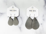 Leather Teardrop Earring "Rock N Roll Gray"