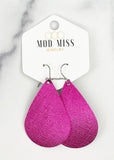 Leather Teardrop Earring "Saffiano Metallic Pink"