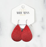 Leather Teardrop Earring "Saffiano Metallic Red"