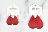 Leather Teardrop Earring "Saffiano Metallic Red"