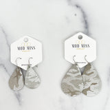 Leather Teardrop Earring "Camo Green"
