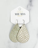 Leather Teardrop Earring "Snakeskin Champagne"