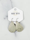 Leather Teardrop Earring "Snakeskin Champagne"
