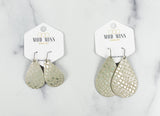 Leather Teardrop Earring "Snakeskin Champagne"