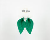 Leather Petal Earring "Weaved Kelly Green"