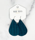 Leather Teardrop Earring "Weaved Dark Teal Weaved"