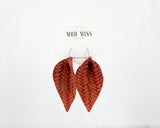 Leather Petal Earring "Weaved Rust"