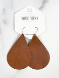 Leather Teardrop Earring "Worn Brown"