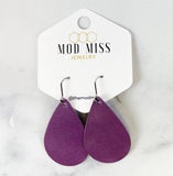Leather Teardrop Earring "Worn Lavender"