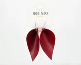 Leather Petal Earring "Worn Red"