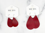 Leather Teardrop Earring "Worn Red"